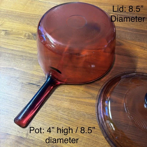 Pyrex Corning Vision cranberry tempered glass 2.5 L pot with lid - Picture 6 of 9